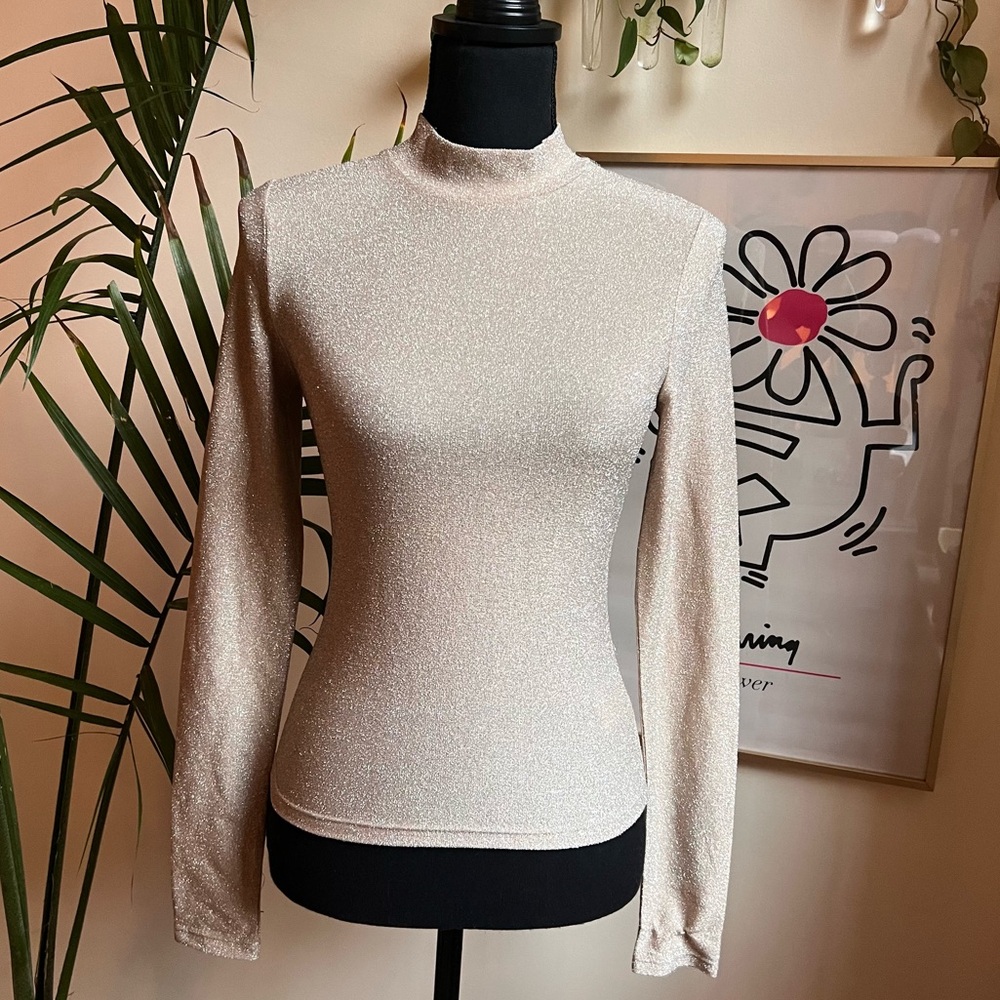 Reformation Gold Long Sleeved Sparkle Top